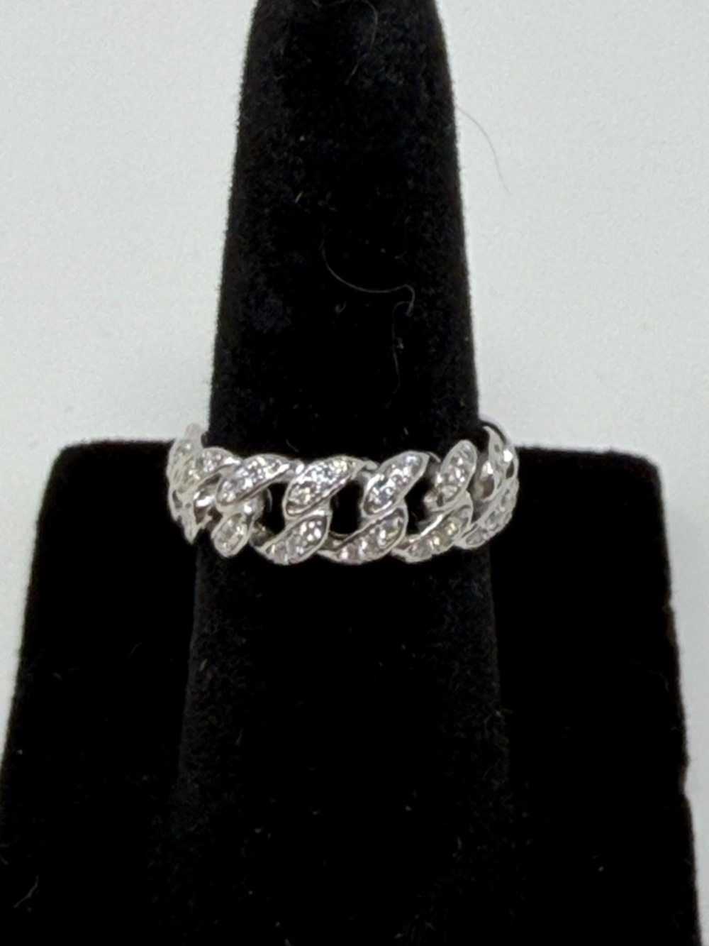 2 tcw Moissanite Cuban Link Eternity Women's Ring Size 5